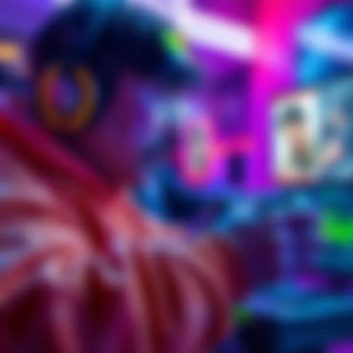 A gamer using an ice controller while playing a video game, showcasing its sleek design and cool colors.