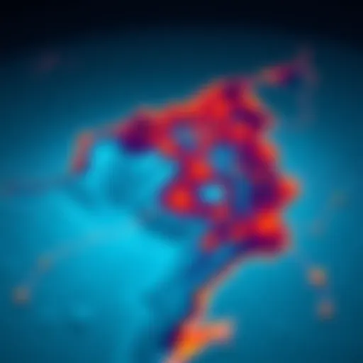 A visual representation of ice maps illustrating geographic areas crucial for political campaigns, with data points highlighted.
