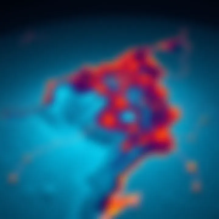 A visual representation of ice maps illustrating geographic areas crucial for political campaigns, with data points highlighted.