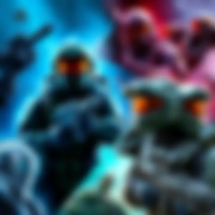 A collage of remastered FPS games including characters and scenes from Halo and other classic titles