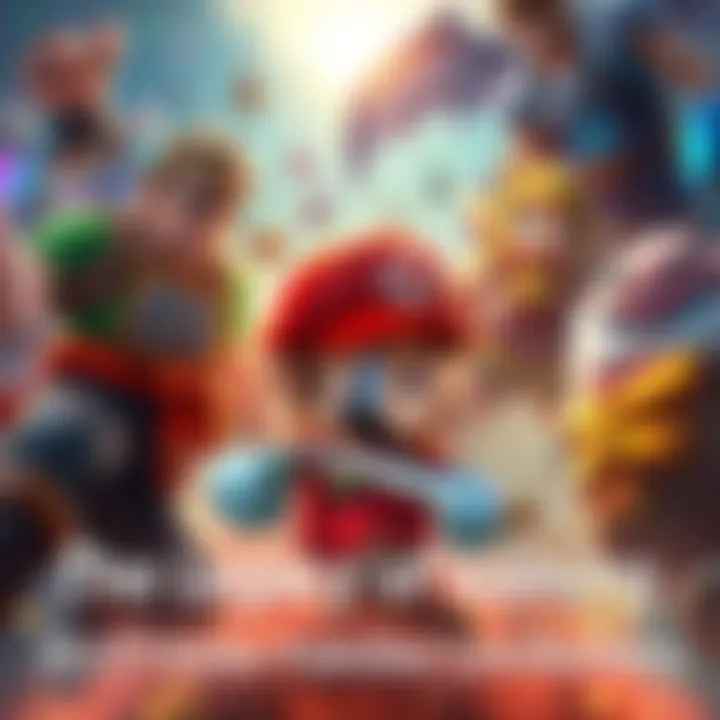 A collage featuring characters from Super Mario, The Legend of Zelda, Street Fighter, and Final Fantasy in a vibrant scene.