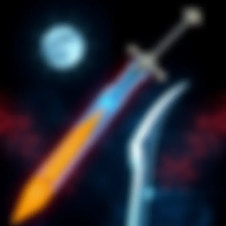 A side-by-side view of the Moonlight Greatsword and a weapon from Lies of P, highlighting their designs and features.