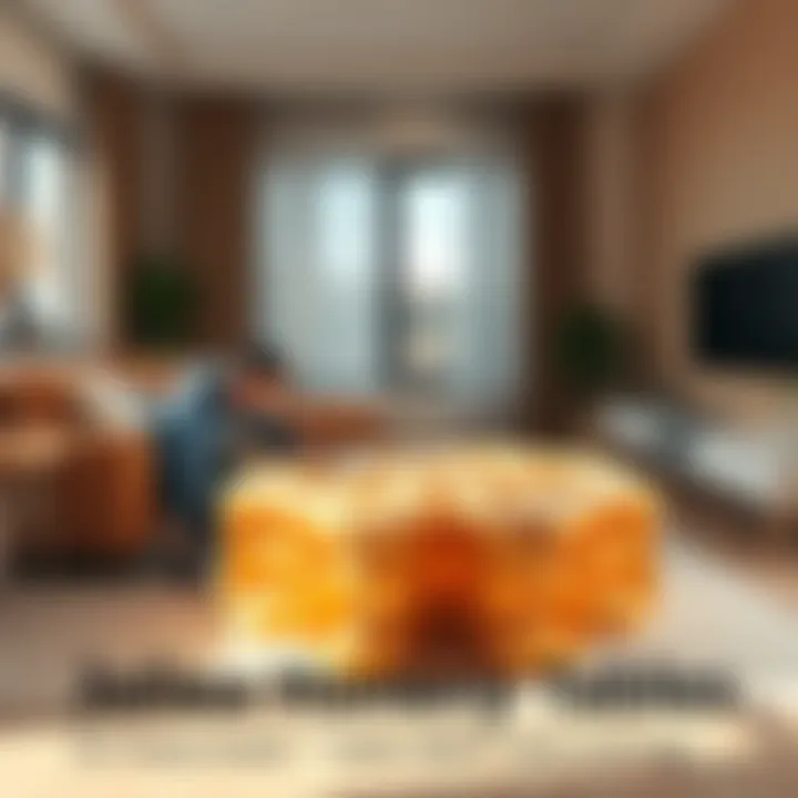 A person checks the stability of an Ikea honeycomb table while sitting in a cozy living room