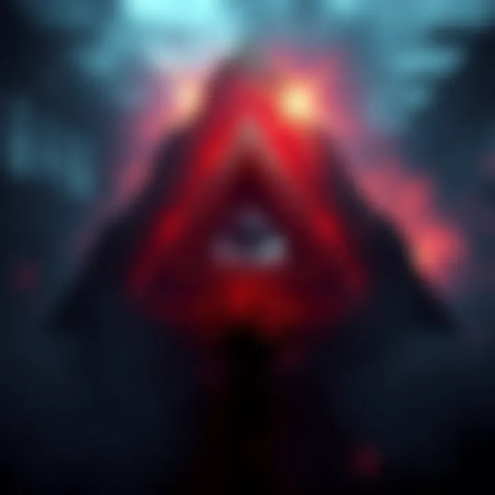 A dark, mysterious symbol representing the Illuminati with an eye inside a pyramid