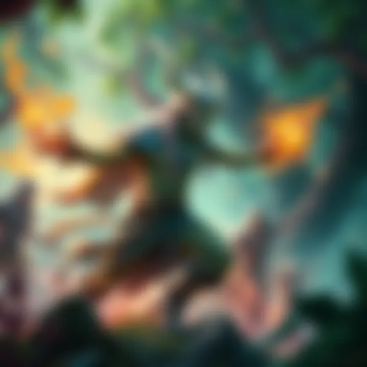 A powerful Imbue Druid casting spells in a vibrant, magical forest during a match-up against another Druid.