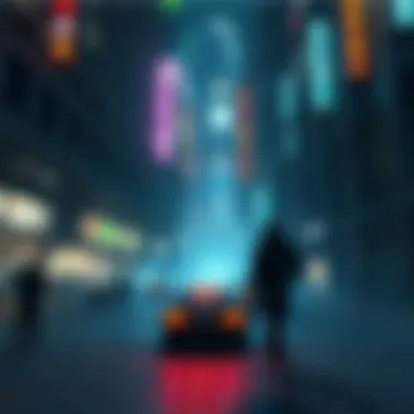 Concept art showing a detailed urban environment with stealth elements, emphasizing game mechanics of the Immersive Sim genre.