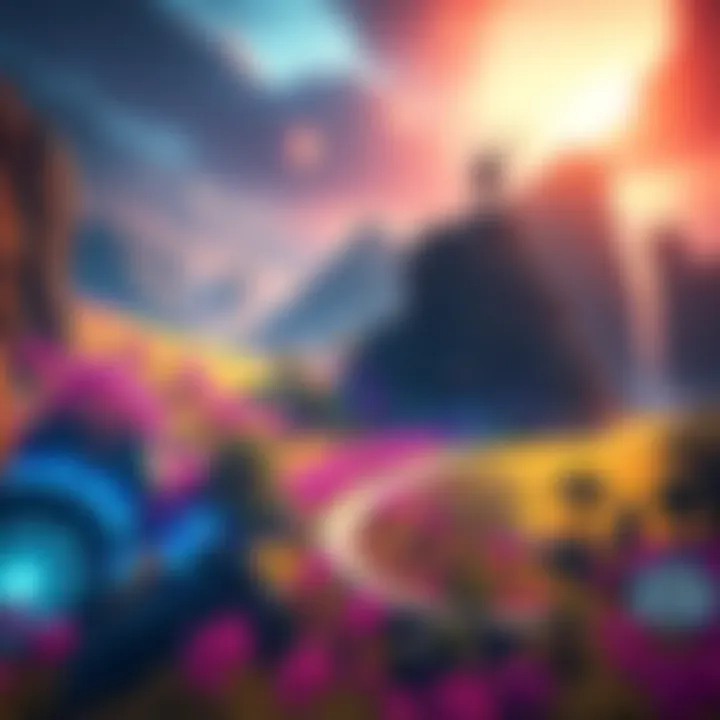 Player exploring a colorful landscape in Immortals Fenyx Rising DLC, showcasing new chapters and challenges.