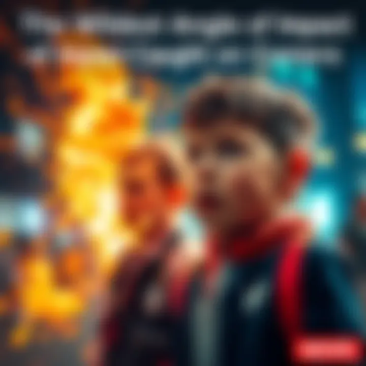 A boy reacts with disbelief as an unusual impact event occurs in front of him, captured on video.