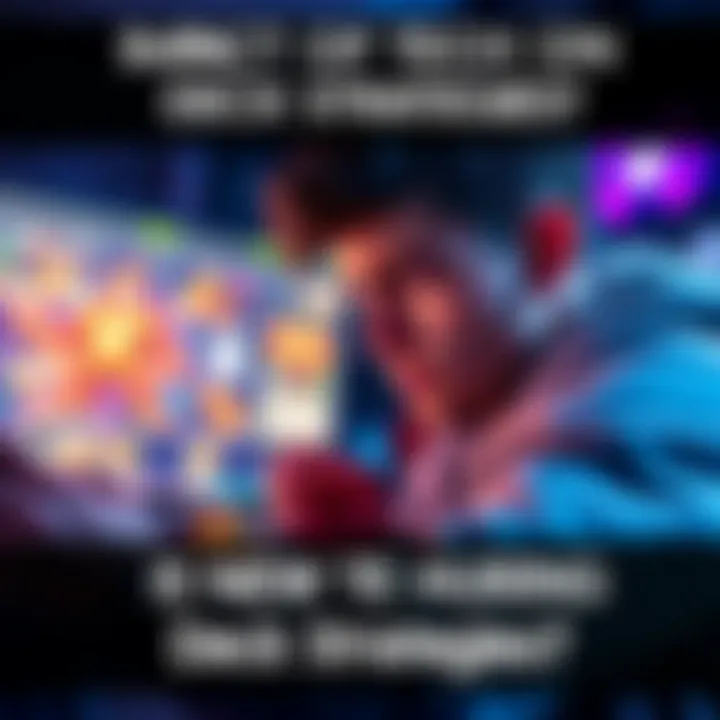 A gamer looking concerned while analyzing playing cards and technology on a screen, representing the clash of new tech and gaming strategies.