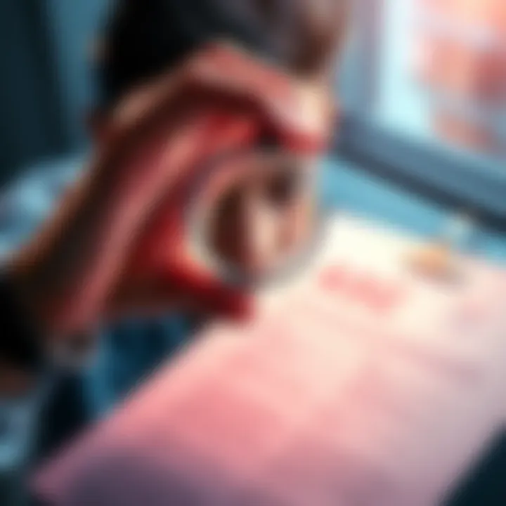 A person holding a magnifying glass over a document to represent the search for accurate information.