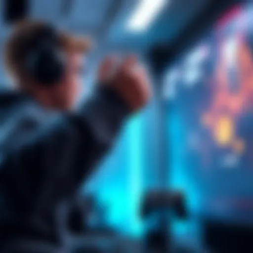 A gamer practicing arm movements with a controller, focusing on accurate vertical tracking techniques.