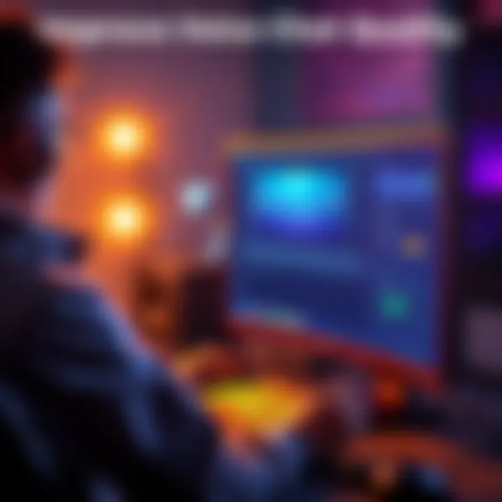 A gamer adjusting audio settings on a computer to enhance in-game voice chat clarity