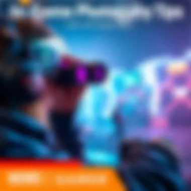 In-Game Photography Tips A gamer using binoculars to capture stunning in-game photos with bright graphics and vivid colors