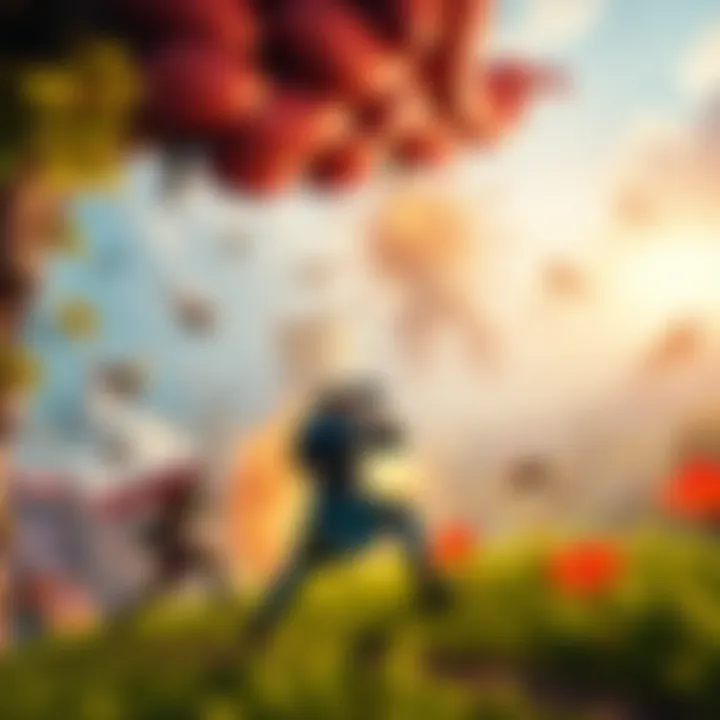 A vibrant scene from a video game displaying detailed character designs and rich environments