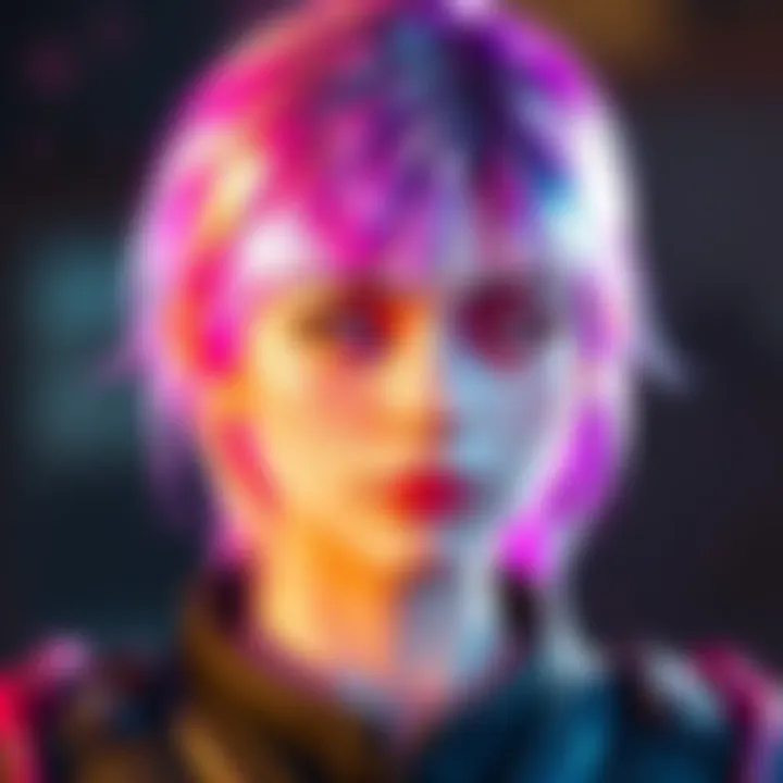 A character from a video game showcasing shiny, metallic hair compared to traditional blonde hair.