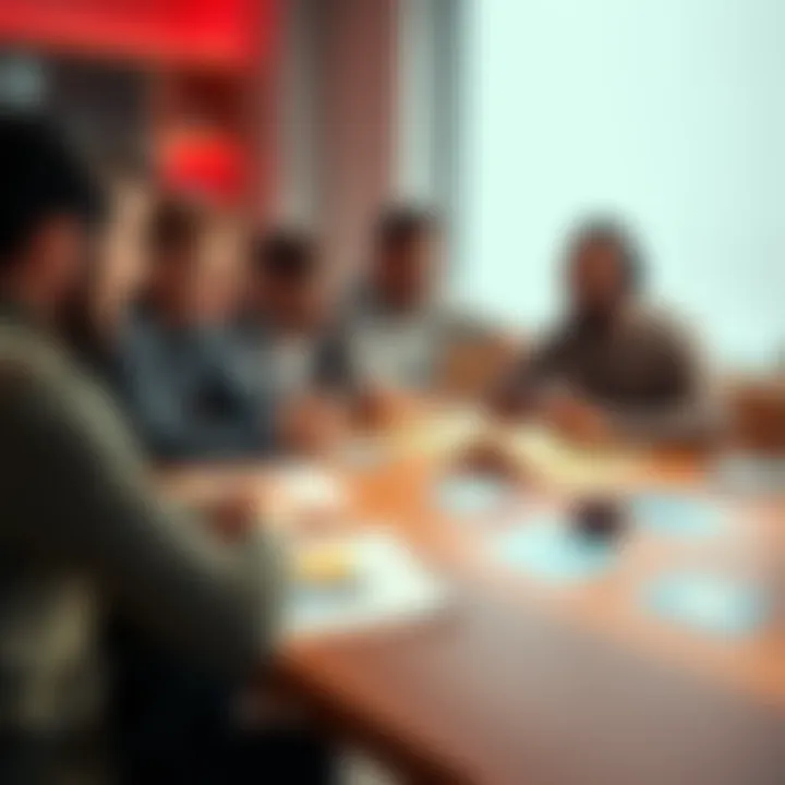 In-Game Leader Strategy Session A group of gamers discussing strategies with maps and game guides on a table