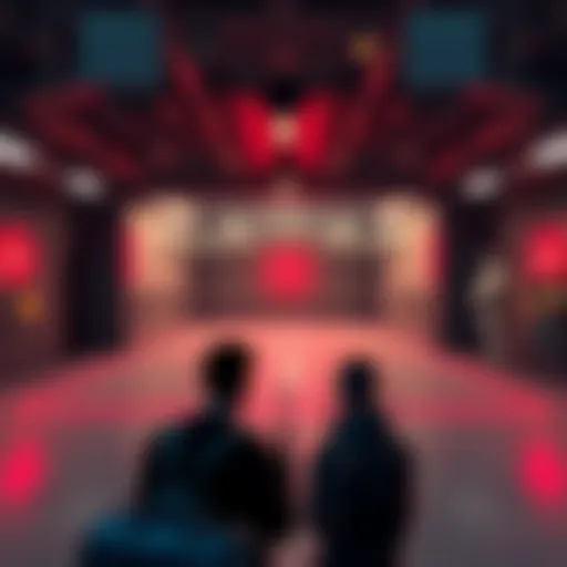 A view of an unfinished shooting range with missing targets and weapons, showing players looking disappointed.