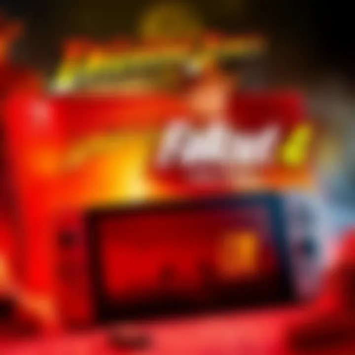 Promotional art featuring Indiana Jones and Fallout 4 logos with a Nintendo Switch 2 console