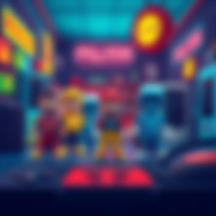 Colorful pixelated characters reminiscent of PS1 games, standing in a retro gaming environment