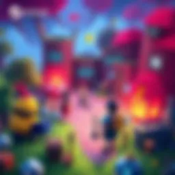 A colorful scene showing characters building a base and managing a village in a new indie survival game