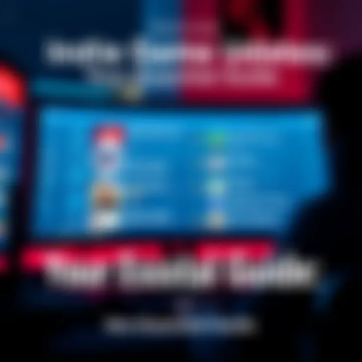 A person looking at a computer screen displaying a list of indie games with updates and social media links