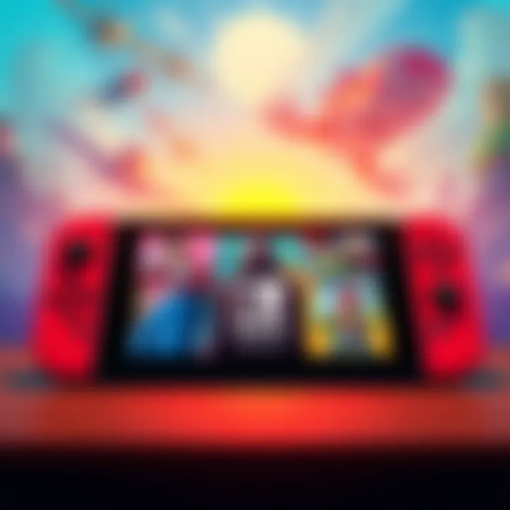 A vibrant display of various indie game covers on a Nintendo Switch console, showcasing unique art styles and characters.