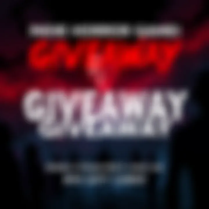 A promotional graphic for a contest featuring Steam keys and a gift card, with dark and spooky elements, including a creepy background and shadowy figures.