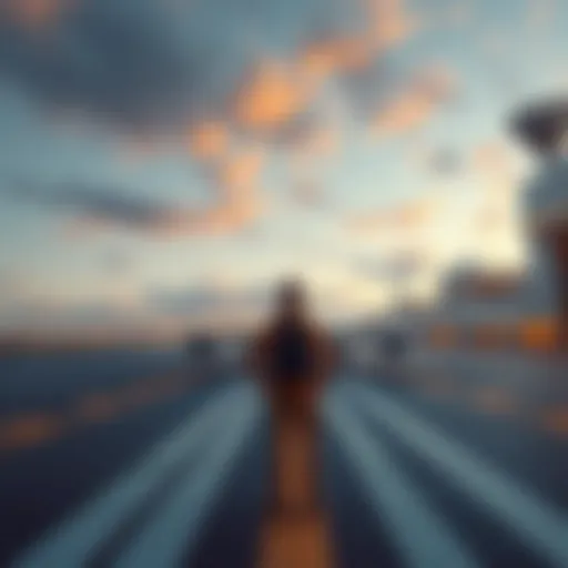 A person stands on a runway looking up at a plane, contemplating their readiness for an upcoming mission.