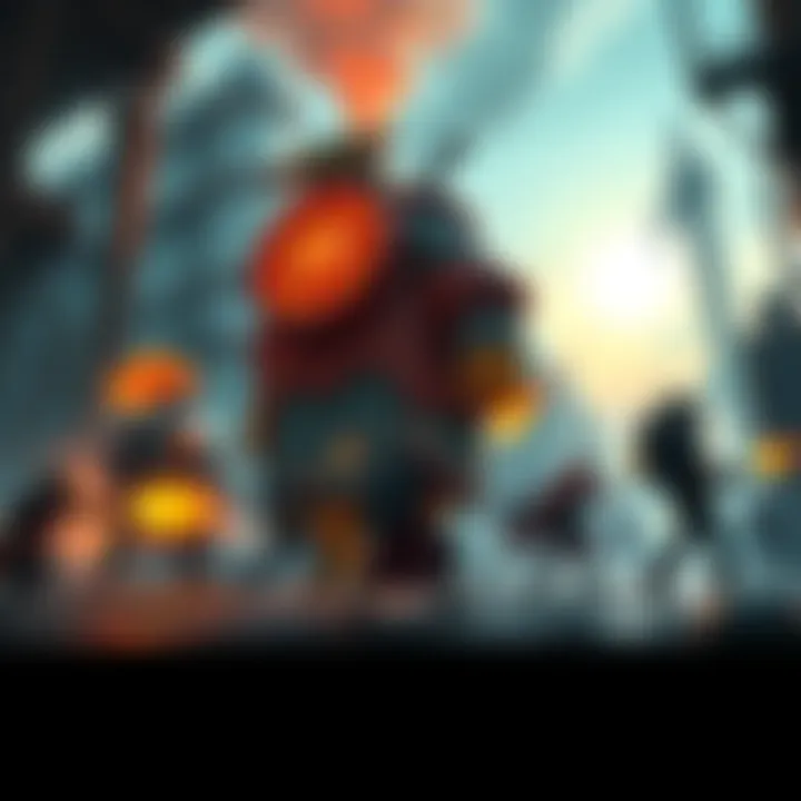 Players battling in a large steel mill with anthro characters