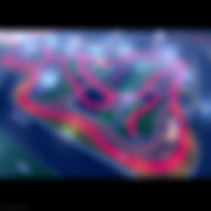 IndyCar Freedom 250 Grand Prix Layout A digital representation of the Freedom 250 Grand Prix racetrack showing curves and straightaways