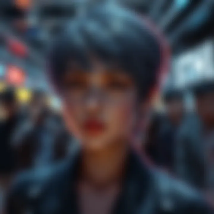 Ines showing off her new short hairstyle, sparking discussions about a connection to Ghost in the Shell, with people reacting in the background.