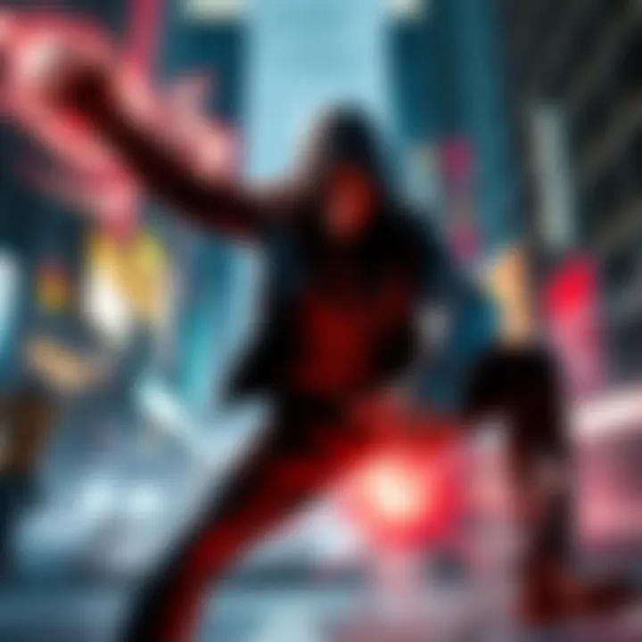 A character from Infamous 1 using powers to fight enemies in a city environment