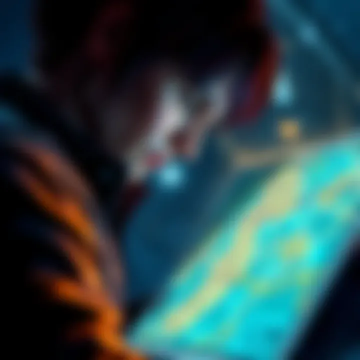 In-game scene showing a character from Infamous 1 studying a map on a PS console
