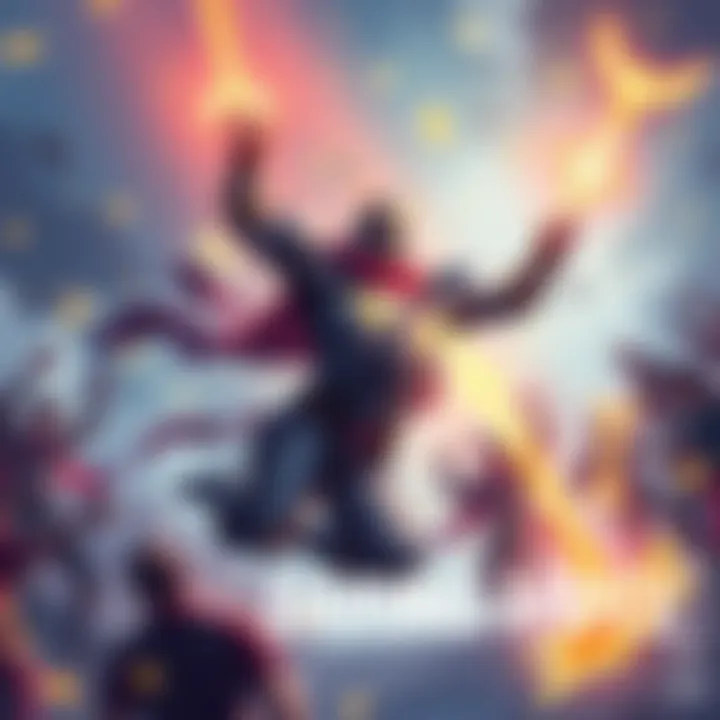 An illustration showing the Infiknight taking a daring leap, surrounded by followers cheering and celebrating the moment, with a vibrant atmosphere of excitement.