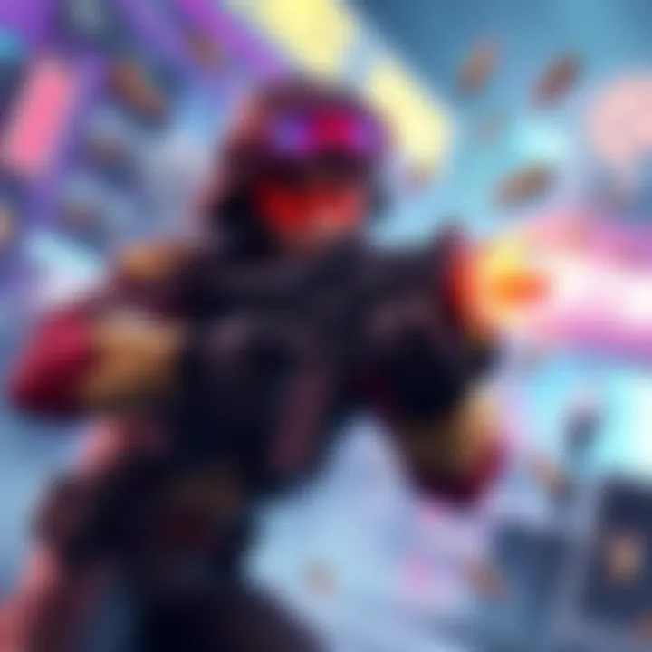 A game character firing a weapon with endless bullets, showcasing excitement in a vibrant gaming environment.