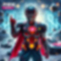 The Infinity Ultron card showcasing unique abilities with various stones enhancing powers in a game setting