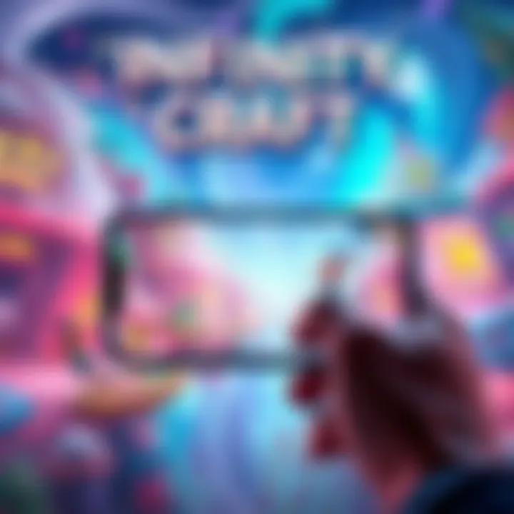 A player exploring a vibrant game world in Infinity Craft on a mobile device