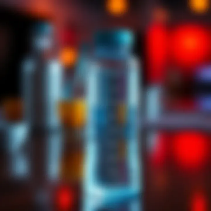 Innovative Water Bottle A new water bottle designed for easy hydration, showing clear markings for daily water intake