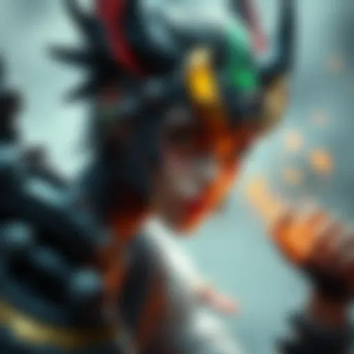 Inosuke concept skin design Artist showing design struggles for Venture's Inosuke skin featuring drill elements