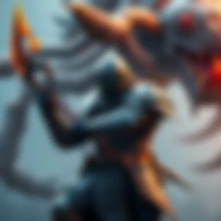 A hunter in detailed armor wielding an Insect Glaive, preparing for battle against a Behemoth, highlighted by vibrant colors of the armor and weapon.