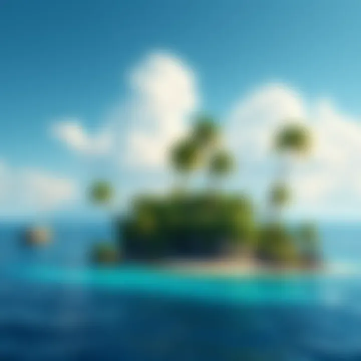 Intact Islands from Story Chapters Lush islands with palm trees and a clear blue ocean, symbolizing the untouched locations from the recent story chapters.