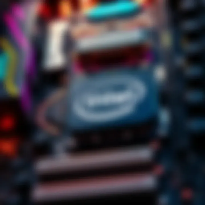 A close-up of a computer motherboard featuring Intel 13th and 14th generation processors, highlighting BIOS update components.