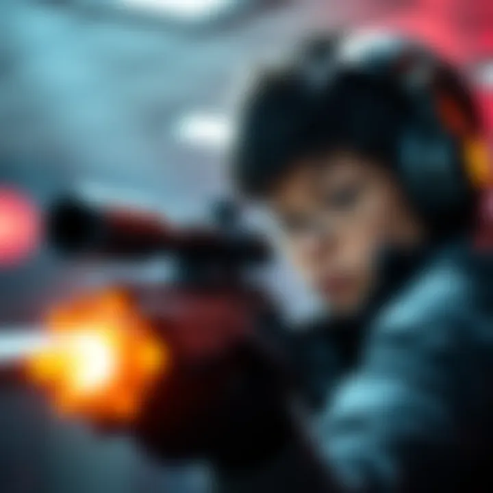 A person focused on a target during a timed challenge, showing concentration and determination.