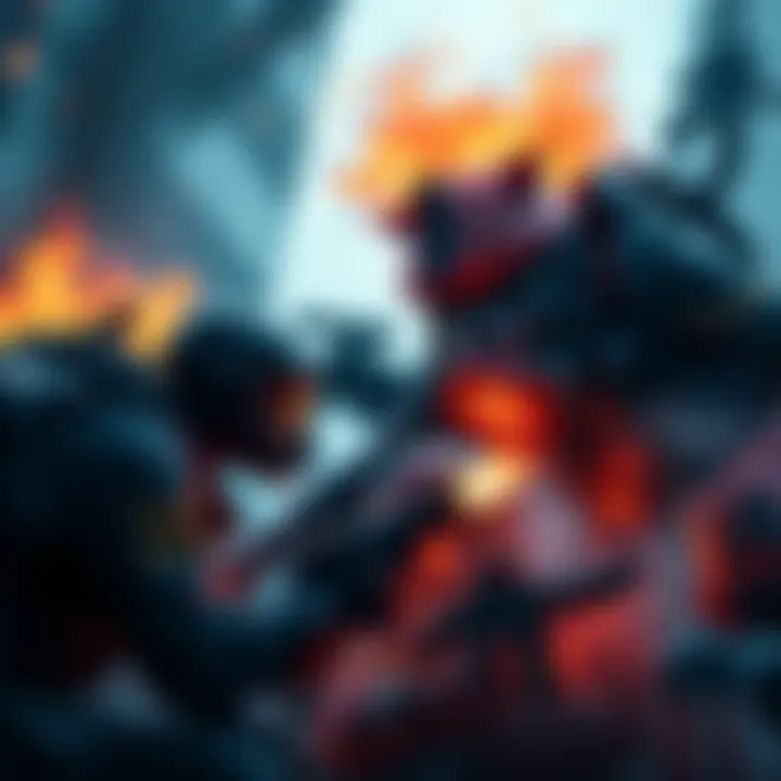 Players strategizing in a heated battle for loot at Outpost, showing a tense atmosphere and competition.