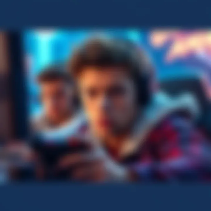 A gamer intensely focused on the screen during a difficult video game battle, showcasing their determination and skill.