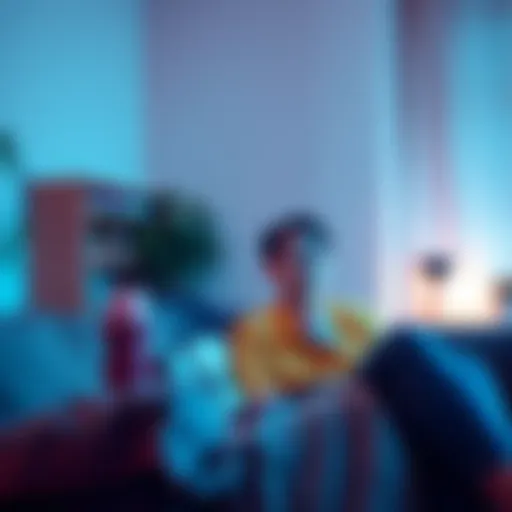 An introvert engaging with friends in a cozy online setting, showcasing comfort in digital connections