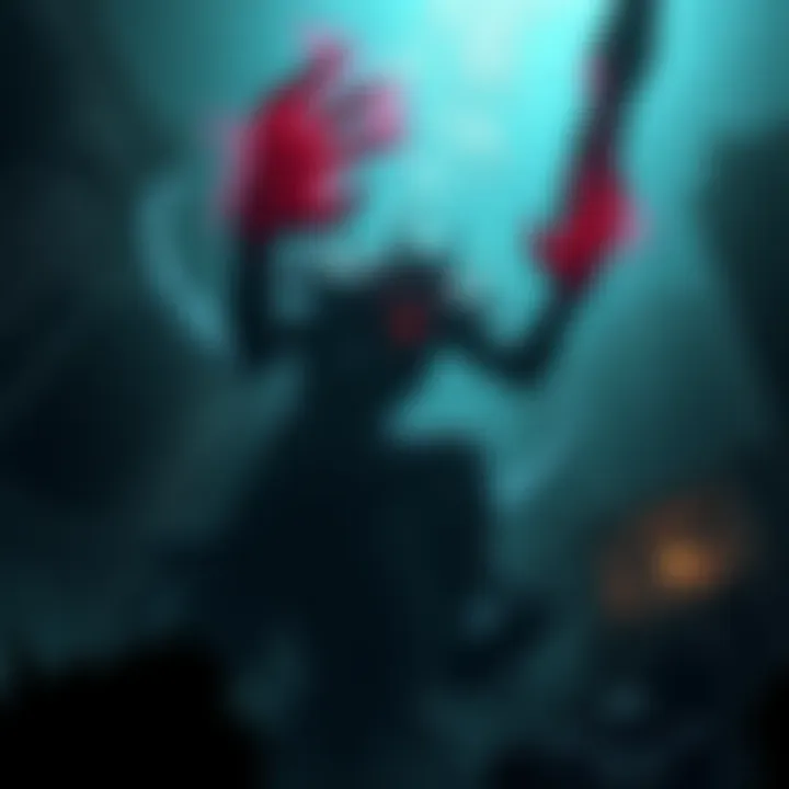 A terrifying boss character emerges from underwater, ready to ambush players in CV2's Sunken City, surrounded by dark water and ruins.