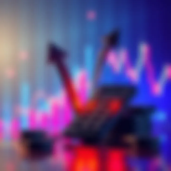 An illustration of a stock market chart with arrows indicating upward trends and a calculator symbolizing financial planning.