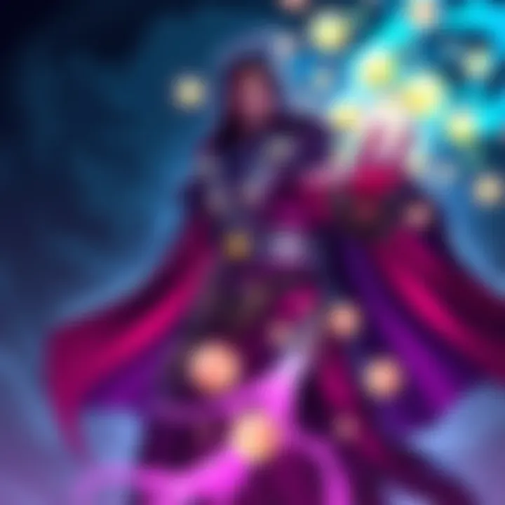 Invoker, a powerful wizard character, is shown casting a spell with glowing orbs around him, representing magic and power.
