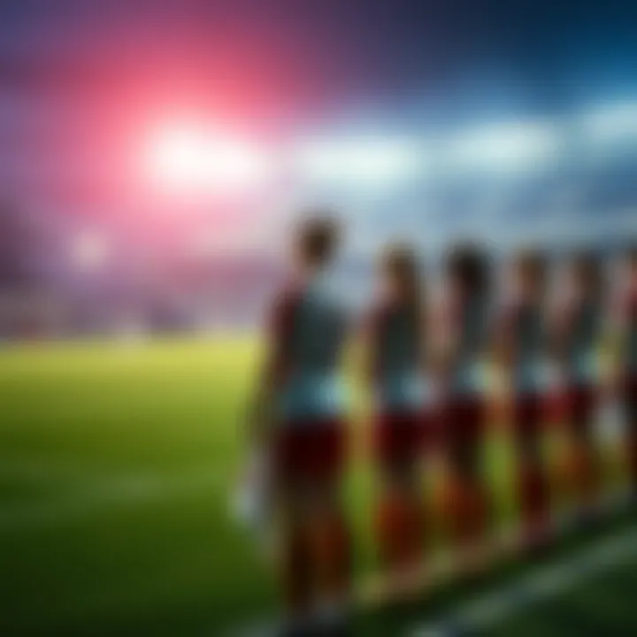 Members of the Iranian women's football team standing in silence during the national anthem, showing defiance and solidarity.